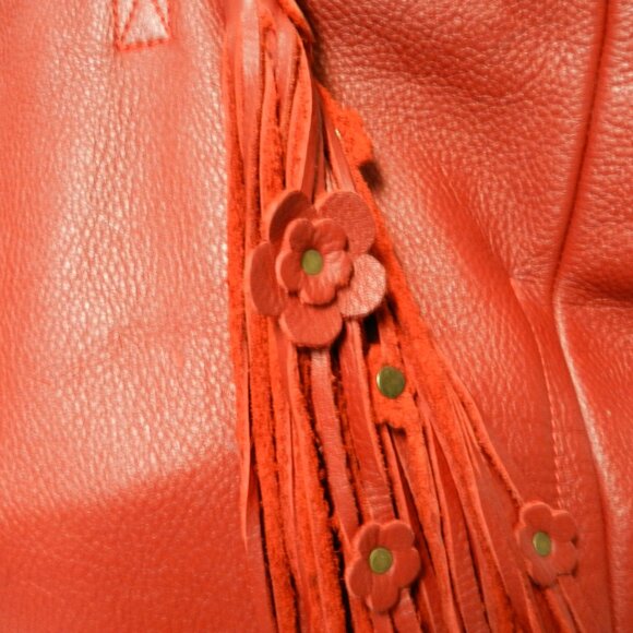 Urban Artisan Leather red X-Large tote bag purse weekender Unstructured zip top - Picture 6 of 15